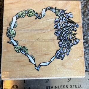 Rubber Stamp Lilac Heart A2301H Floral Heart Wreath Spring Love